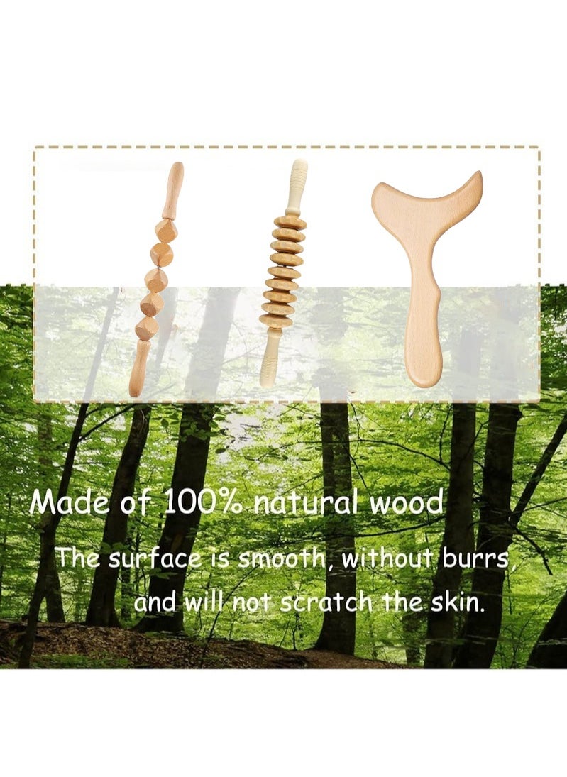 XiuWoo 3-Piece Wood Therapy Massage, for Wooden Lymphatic Drainage, Anti Cellulite Massage Set, Roller Lymphatic Drainage, Body Sculpting Tool  - Image 3
