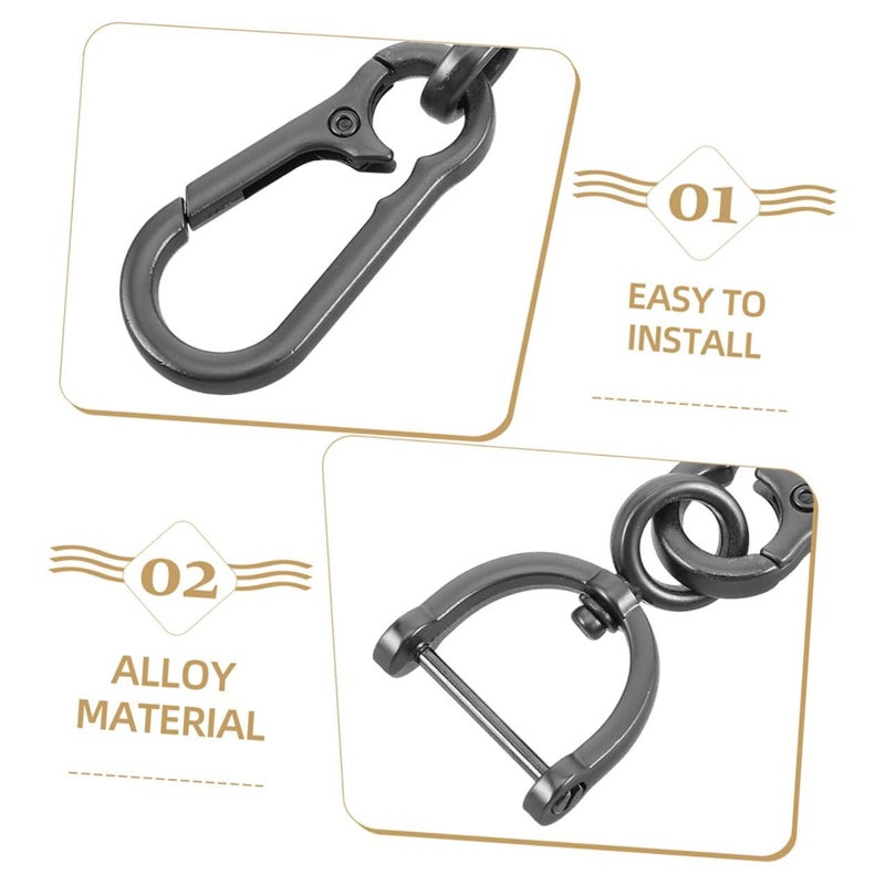 Metal Carabiner Keychain 2pcs Loop For Car Keys Ring Set Sturdy Automotive - Image 4