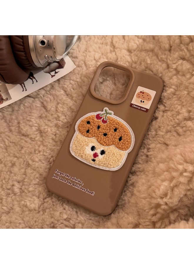 Ins Plush Gourmet French Fries For 15pro Max Apple 16 Mobile Phone Case Stereo Iphone14 Soft 13-generation Hair-Color:Milk Tea Brown Towel Embroidered Cake Stickers-Applicable Models:14pro - Image 1