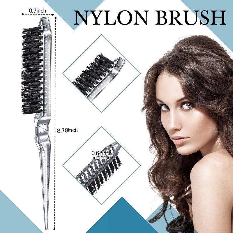 Geiserailie 3 Pcs Slick Back Hair Brush Set Bristle Brush Edge Control Teasing Comb for Women Black Hair(Clear Red) - Image 3