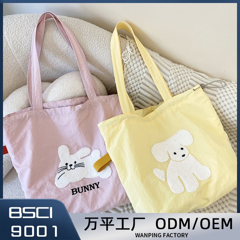 New Lazy Style Drawstring Shoulder Student Artistic All-Match Girl'S Canvas Bag Women'S Large Capacity Embroidered Backpack - Image 2
