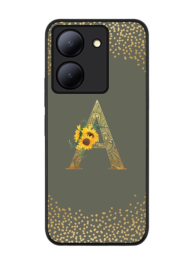 Stylizedd Case for Vivo Y27s/ Vivo Y27 5G, Slim fit Flexible Cover Custom Monogram Initial Letter Floral Mandala Pattern Alphabet - A (Olive Green) - Image 1