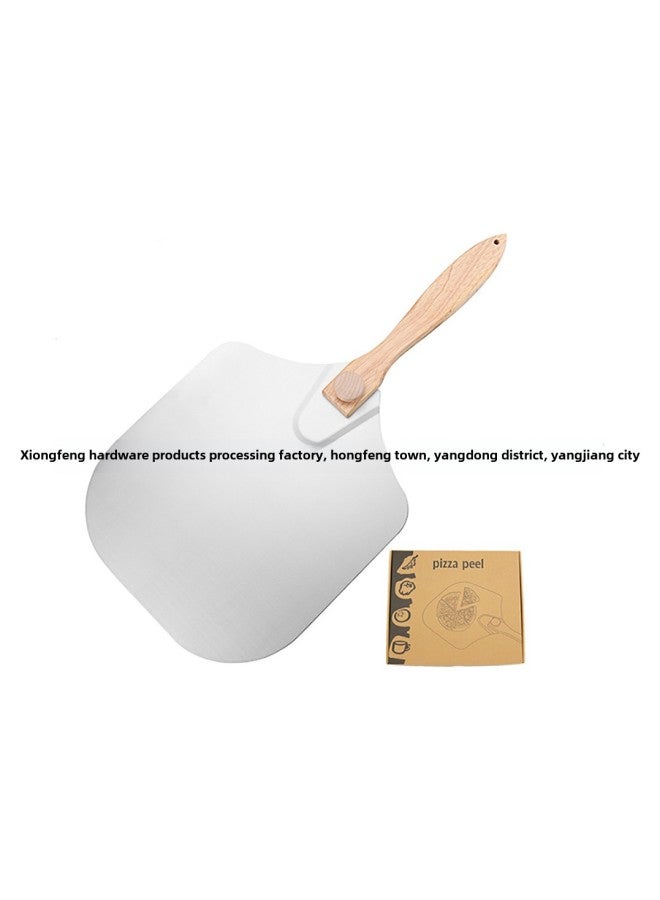 Folding Aluminum Pizza Shovel 12-inch Wooden Handle Transfer Pizza Shovel Pizza Cutter Kitchen Baking Special Pizza Shovel Tool-Specifications:12 "wooden Nail Pizza Shovel (product Box) - Image 1