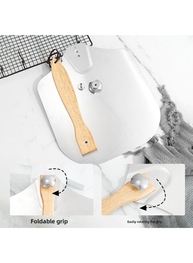 Folding Aluminum Pizza Shovel 12-inch Wooden Handle Transfer Pizza Shovel Pizza Cutter Kitchen Baking Special Pizza Shovel Tool-Specifications:12 "wooden Nail Pizza Shovel (product Box) - Image 5
