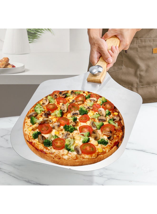 Folding Aluminum Pizza Shovel 12-inch Wooden Handle Transfer Pizza Shovel Pizza Cutter Kitchen Baking Special Pizza Shovel Tool-Specifications:12 "wooden Nail Pizza Shovel (product Box) - Image 4