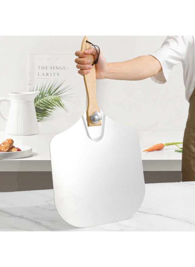 Folding Aluminum Pizza Shovel 12-inch Wooden Handle Transfer Pizza Shovel Pizza Cutter Kitchen Baking Special Pizza Shovel Tool-Specifications:12 "wooden Nail Pizza Shovel (product Box) - Image 3