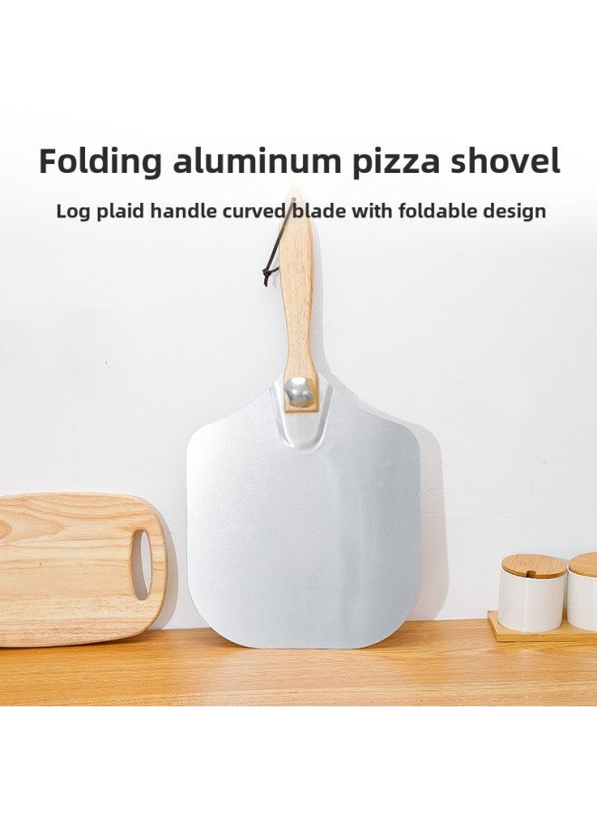 Folding Aluminum Pizza Shovel 12-inch Wooden Handle Transfer Pizza Shovel Pizza Cutter Kitchen Baking Special Pizza Shovel Tool-Specifications:12 "wooden Nail Pizza Shovel (product Box) - Image 2