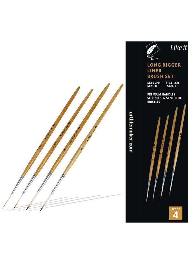 Like-It Like it Long Liner/Detailing Paint Pointed Rigger Script Brushes Range Size: 000, Size: 00, Size: 0, Size: 1 - Image 1