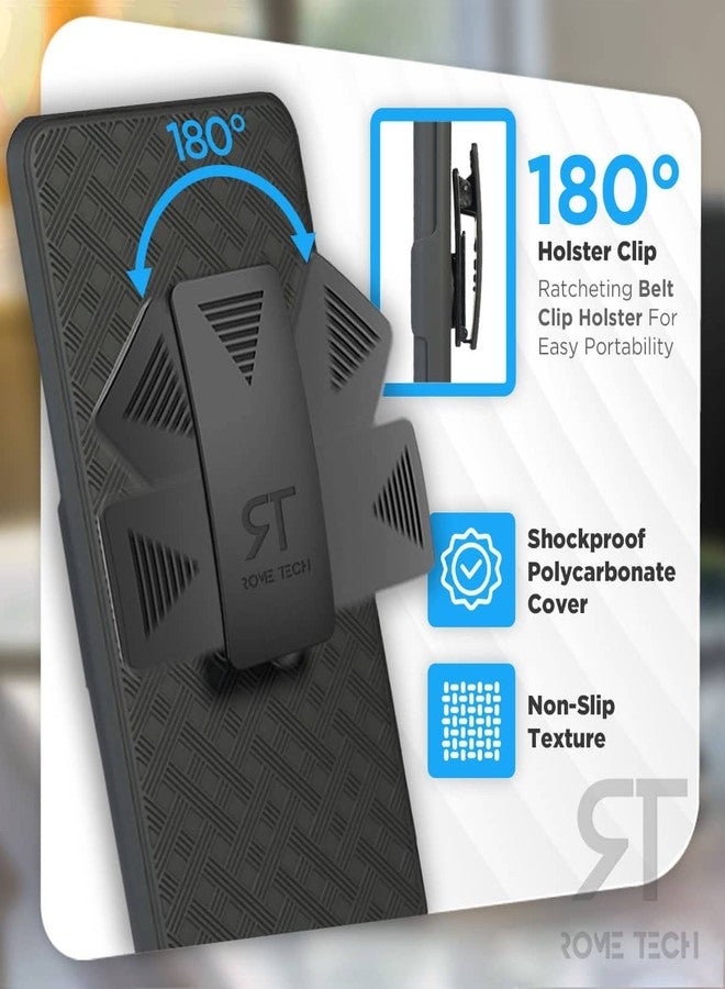 ROME TECH Designed for Google Pixel 6 Pro Case with Belt Clip Holster - Kickstand Cover Phone Case - Black - Image 3