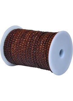 Generic Flat Braided Genuine Leather String Cord, Rope for Jewelry Making, Necklaces, Bracelets, Wraps, Crafts and Hobby Projects (Distressed Dark Brown, 5 MM 5.46 Yards (5 MTR Spool))  - Image 2