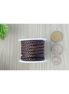 Generic Flat Braided Genuine Leather String Cord, Rope for Jewelry Making, Necklaces, Bracelets, Wraps, Crafts and Hobby Projects (Distressed Dark Brown, 5 MM 5.46 Yards (5 MTR Spool))  - Image 4