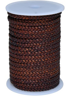 Generic Flat Braided Genuine Leather String Cord, Rope for Jewelry Making, Necklaces, Bracelets, Wraps, Crafts and Hobby Projects (Distressed Dark Brown, 5 MM 5.46 Yards (5 MTR Spool))  - Image 1