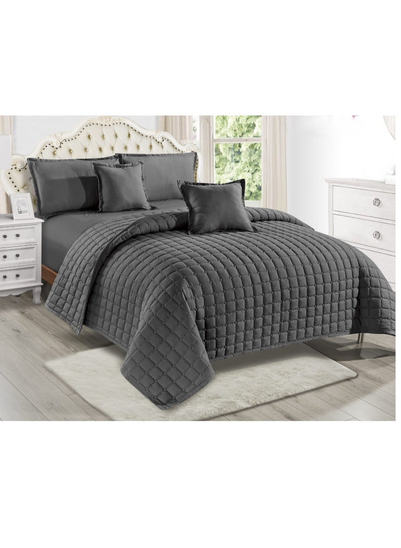 مون طقم لحاف مضغوط مكون من 4 قطع مايكروفايبر رمادي 210x160سم