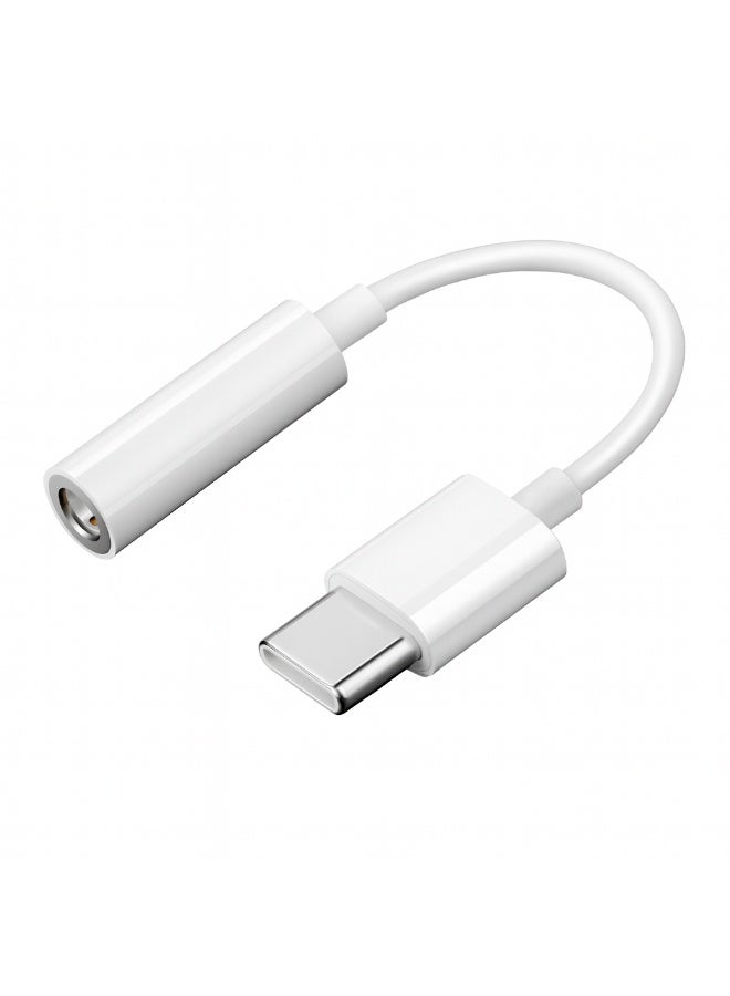 محول صوت من USB Type-C إلى 3.5 مم، كابل تحويل لمقبس سماعات الرأس (أبيض)، متوافق مع الهواتف الذكية والأجهزة اللوحية، محول صوت رقمي - Image 1
