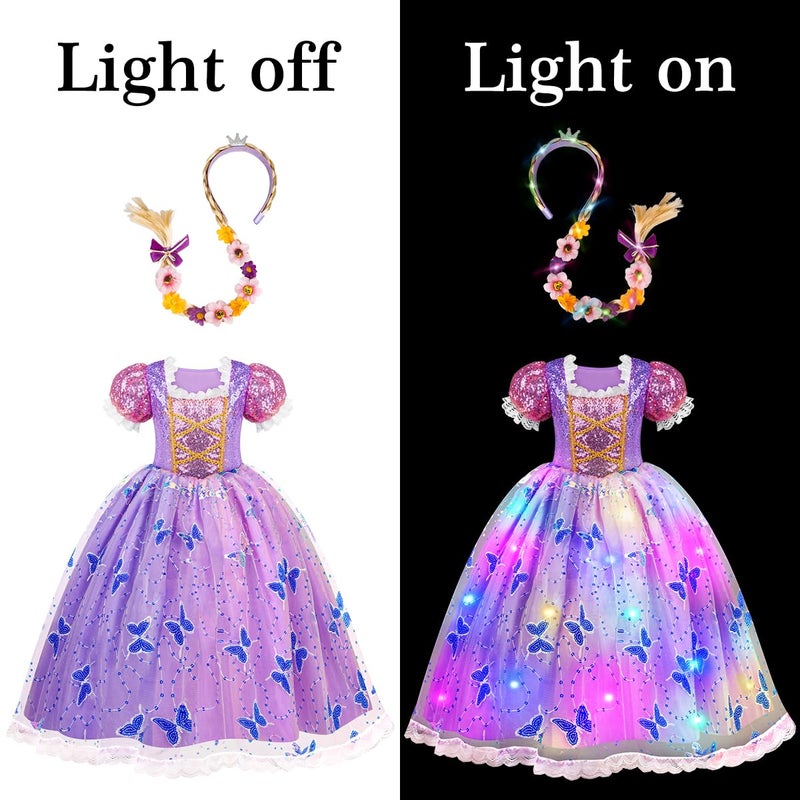 Meland Princess Dresses for Girls - Light Up Princess Costume for Little Girls, Halloween Costumes for Girls Toddler Age 3-8 - Image 5