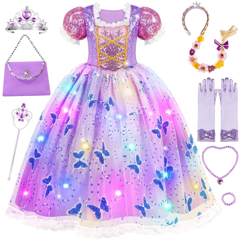 Meland Princess Dresses for Girls - Light Up Princess Costume for Little Girls, Halloween Costumes for Girls Toddler Age 3-8 - Image 1