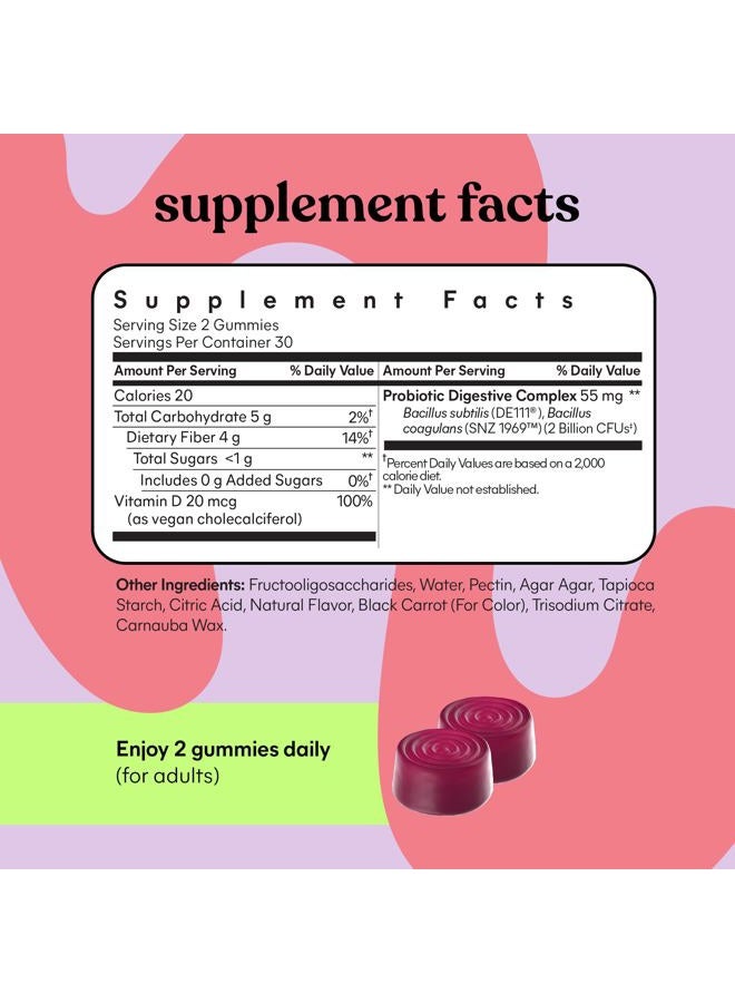 Lemme No. 2 Fiber & Probiotic Gummies for Adults, Promotes Regularity & Digestive Health, No Sugar Added Strawberry Flavor, 4g Prebiotic Fiber & Clinically Studied Probiotic Strains, (60 Count) - Image 5