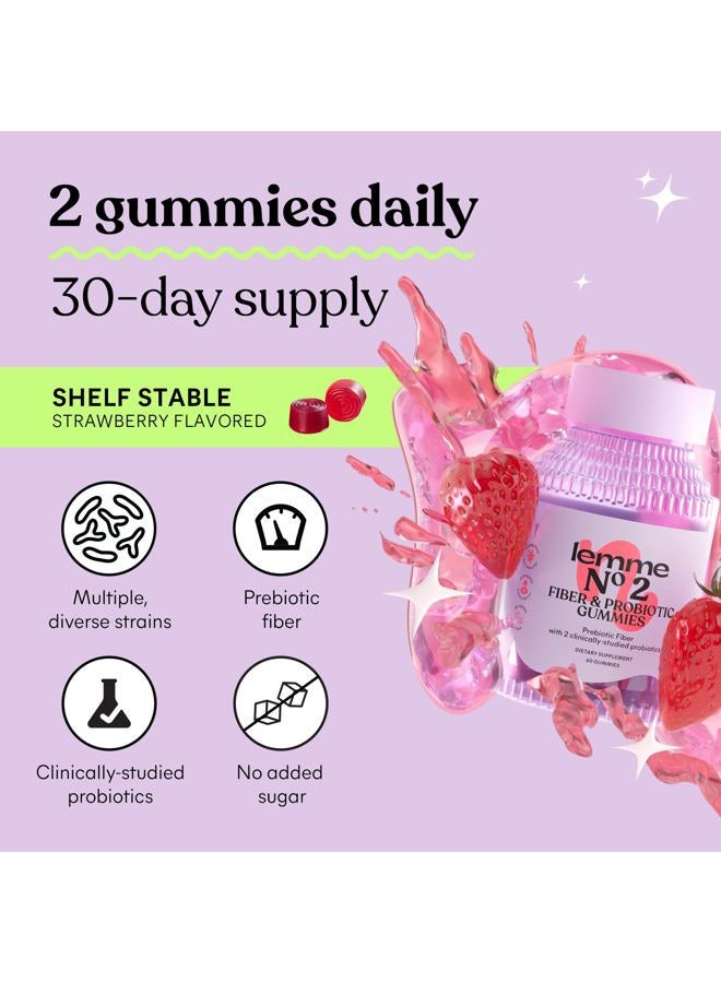 Lemme No. 2 Fiber & Probiotic Gummies for Adults, Promotes Regularity & Digestive Health, No Sugar Added Strawberry Flavor, 4g Prebiotic Fiber & Clinically Studied Probiotic Strains, (60 Count) - Image 4