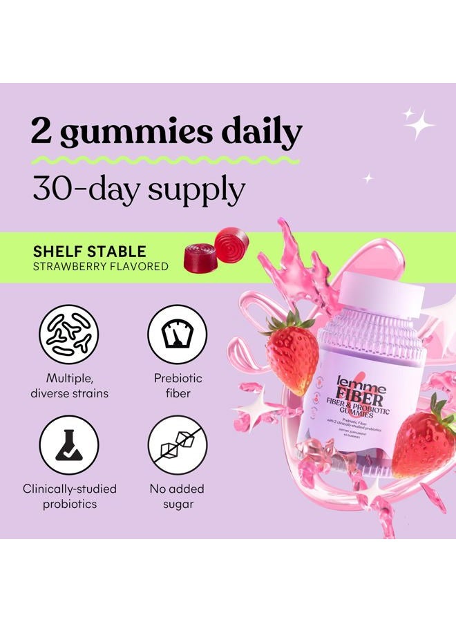 Lemme Fiber & Probiotic Gummies for Adults, Promotes Regularity & Digestive Health, No Sugar Added Strawberry Flavor, 4g Prebiotic Fiber & Clinically Studied Probiotic Strains, (60 Count) - Image 4