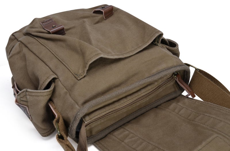 GOOTIUM Canvas Messenger Bag - Small Vintage Shoulder Purse Crossbody Satchel, Field Tan - Image 5