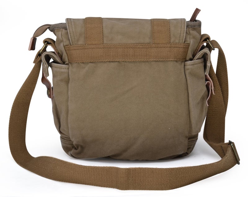 GOOTIUM Canvas Messenger Bag - Small Vintage Shoulder Purse Crossbody Satchel, Field Tan - Image 4