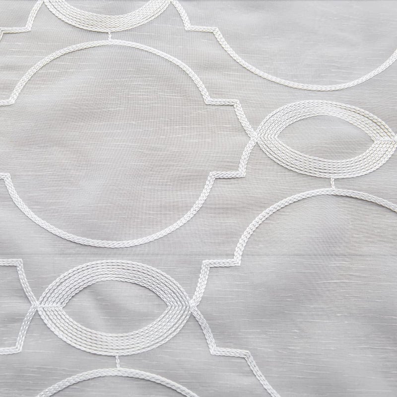 PHILEASY Window Art Three-Dimensional Embroider Ellipse Sheer Curtains 54 Inches Length 52 Inche Width 2 Panels Sheer Curtain Transparent Basic Rod Pocket for Bedroom Living Room Children Room - Image 1