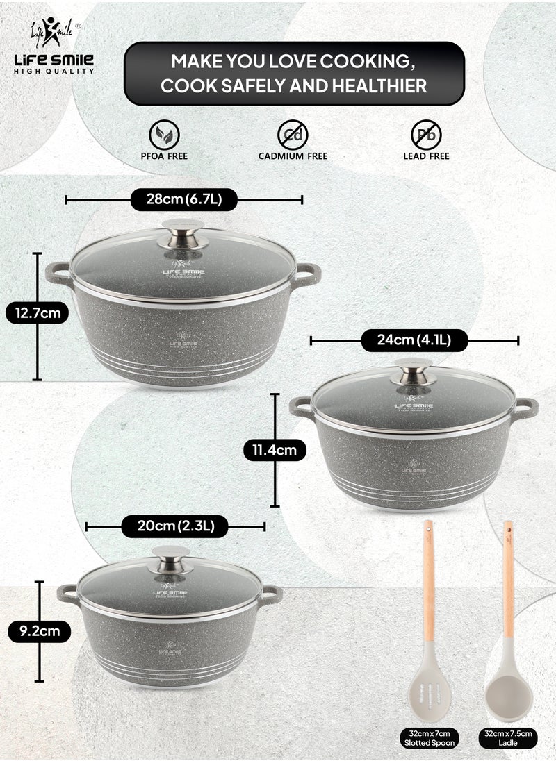 Life Smile Cookware Set 8 pieces - Pots set Induction Bottom, Granite Non Stick Coating 100% PFOA FREE, Die Cast Cooking Set include Casseroles And Kitchen Utensils  - Image 3