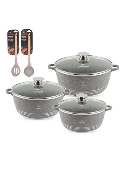 Cookware Set 8 pieces - Pots set Induction Bottom, Granite Non Stick Coating 100% PFOA FREE, Die Cast Cooking Set include Casseroles And Kitchen Utensils
