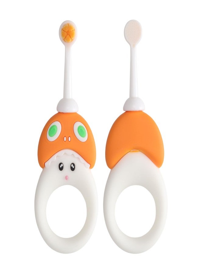 CARE CUB Baby's Mushroom Design Toothbrush with Teething Ring Orange - Image 1