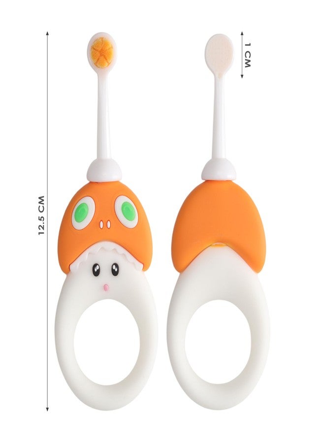 CARE CUB Baby's Mushroom Design Toothbrush with Teething Ring Orange - Image 5