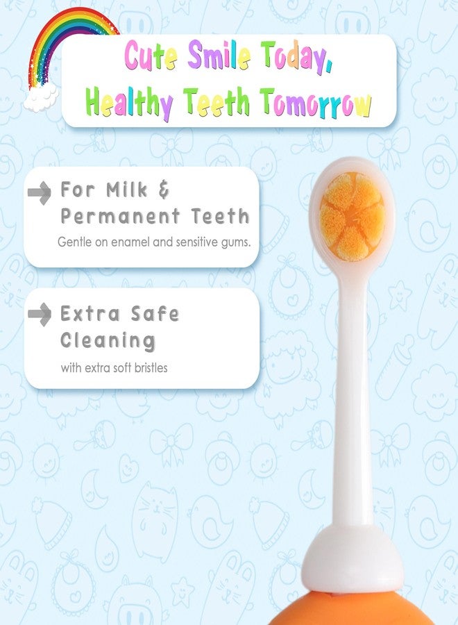 CARE CUB Baby's Mushroom Design Toothbrush with Teething Ring Orange - Image 2