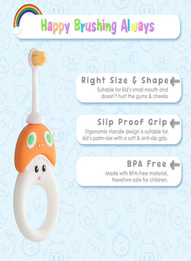 CARE CUB Baby's Mushroom Design Toothbrush with Teething Ring Orange - Image 4