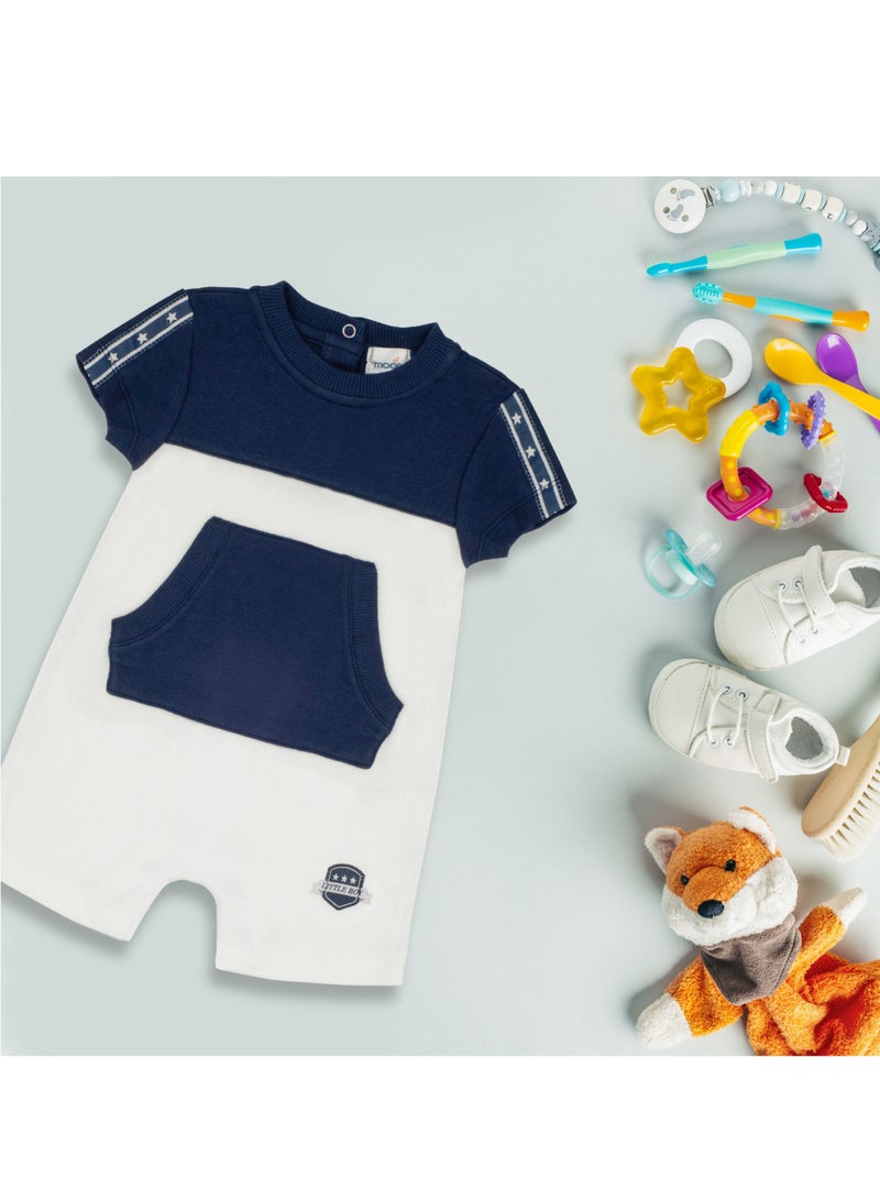 Moon بدلة رياضية بأكمام قصيرة من MOON مصنوعة من القطن بنسبة 100%، مقاس 0-3 أشهر، باللون الأزرق الداكن - رياضية باللون الأزرق الداكن - Image 5