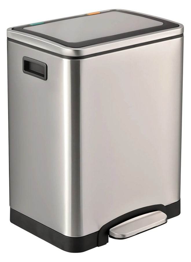 AKC 30 LTR Stainless Steel Pedal Trash Bin with Soft-Close Lid, Fingerprint-Resistant, Hands-Free Waste Disposal for Kitchen, Bathroom, and Office  - Image 1