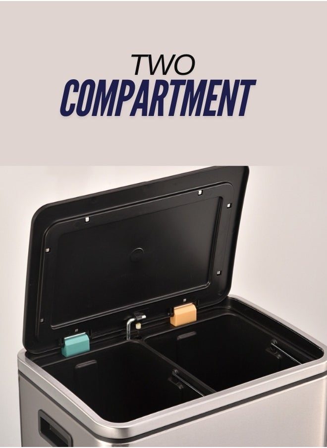 AKC 30 LTR Stainless Steel Pedal Trash Bin with Soft-Close Lid, Fingerprint-Resistant, Hands-Free Waste Disposal for Kitchen, Bathroom, and Office  - Image 2