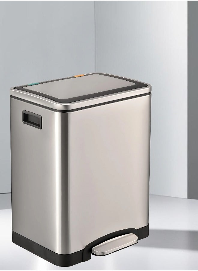 AKC 30 LTR Stainless Steel Pedal Trash Bin with Soft-Close Lid, Fingerprint-Resistant, Hands-Free Waste Disposal for Kitchen, Bathroom, and Office  - Image 3