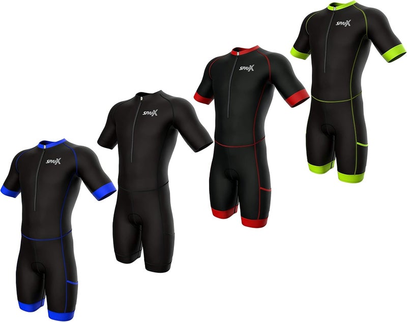 sparx Men Triathlon Suit Short Sleeve Aero Tri Suit (Black/Gray, Medium) - Image 1
