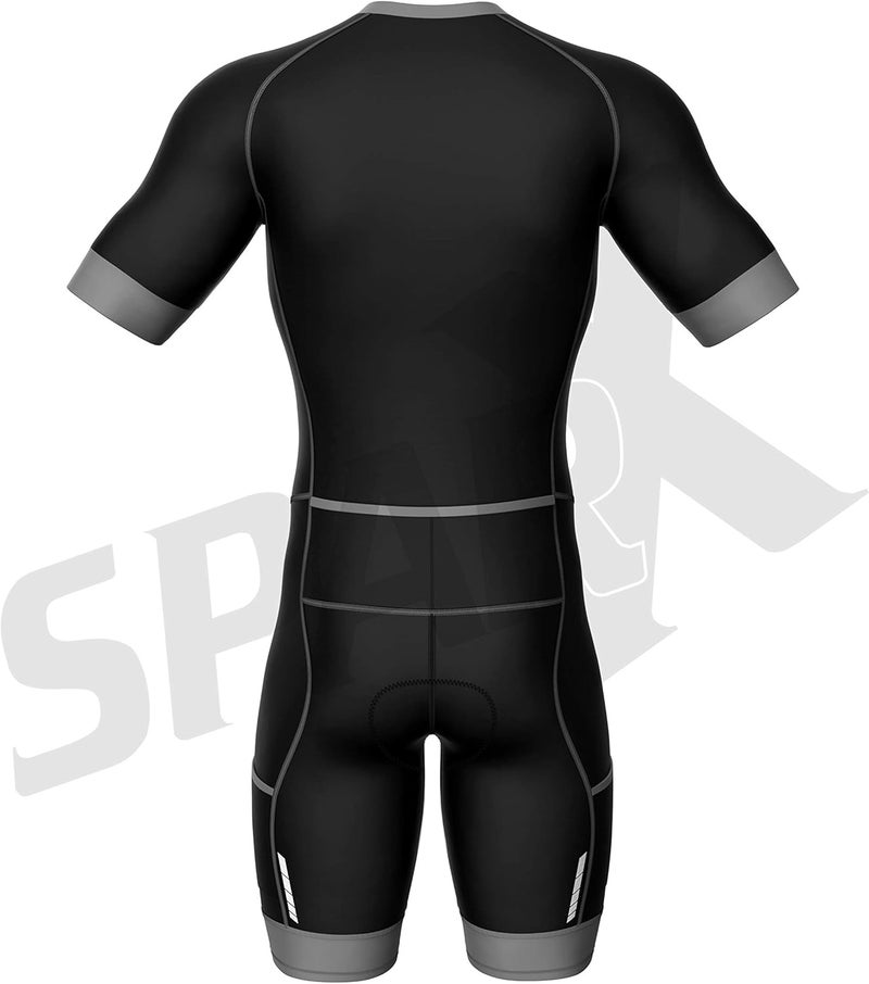 sparx Men Triathlon Suit Short Sleeve Aero Tri Suit (Black/Gray, Medium) - Image 5
