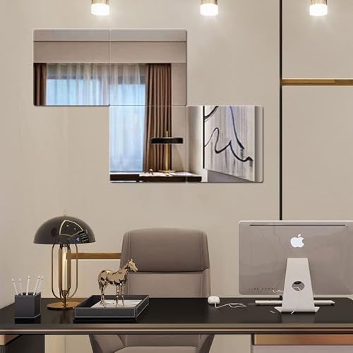 Fliptic ?Unframed Square Wall Mirror Tiles,Full Length Mirror,Flexible Full Body Mirror for Bedroom,Living Room,Acrylic Wall-Mounted Mirrors,Unframed Tiles (12''x12''x4PCS), Clear - Image 4