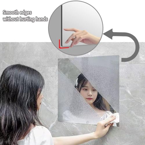 Fliptic ?Unframed Square Wall Mirror Tiles,Full Length Mirror,Flexible Full Body Mirror for Bedroom,Living Room,Acrylic Wall-Mounted Mirrors,Unframed Tiles (12''x12''x4PCS), Clear - Image 2
