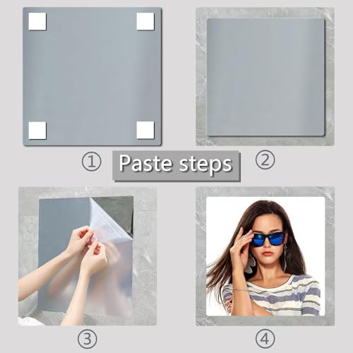 Fliptic ?Unframed Square Wall Mirror Tiles,Full Length Mirror,Flexible Full Body Mirror for Bedroom,Living Room,Acrylic Wall-Mounted Mirrors,Unframed Tiles (12''x12''x4PCS), Clear - Image 3