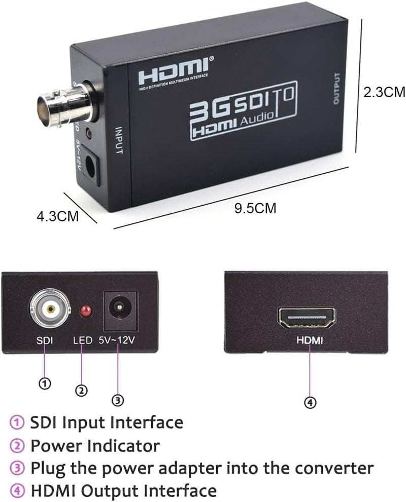Microware SDI to HDMI Converter Adapter Mini 3G HD Sdi Hdmi Adapter for SD-SDI, HD-SDI and 3G-SDI signals - Image 4