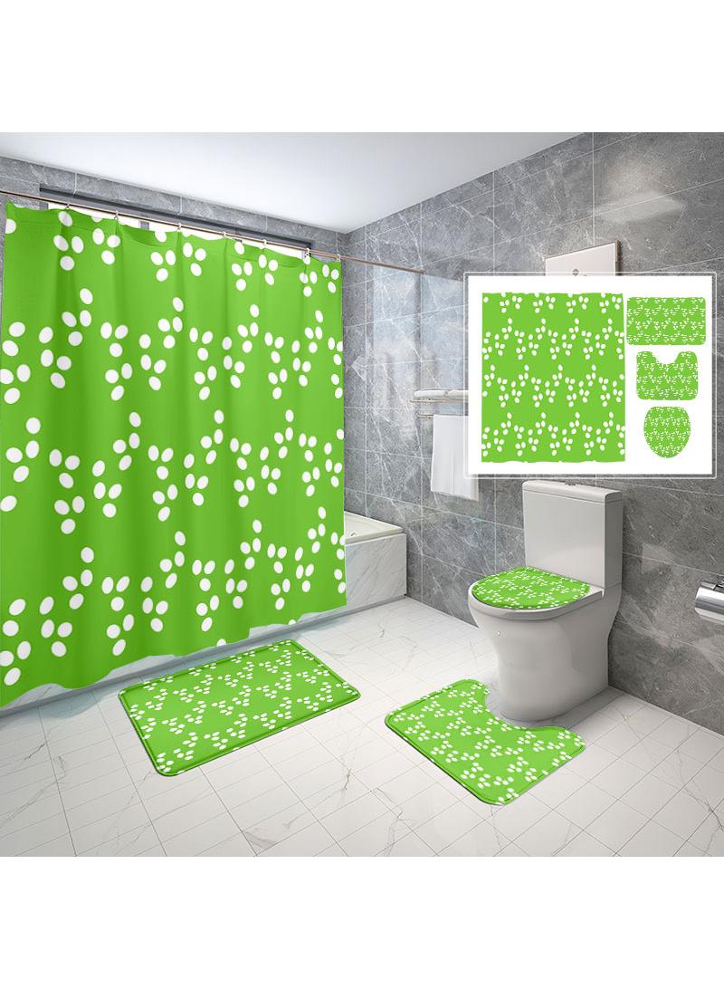 عام 4 قطعة ستارة الحمام مجموعة ، مع عدم الانزلاق وسادة غطاء المرحاض ، حمام حصيرة ، ودائم للماء ، مناسبة لأنّ حمام زخرفة مجموعة - Image 1