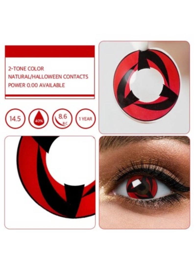 Unibling - Kakashi's Mangekyo Sharingan Naruto Yearly Colored Contact Lenses, Unisex Cosmetic Contact Lenses, Enlargement Collection, Cosplay, With Case - Image 1
