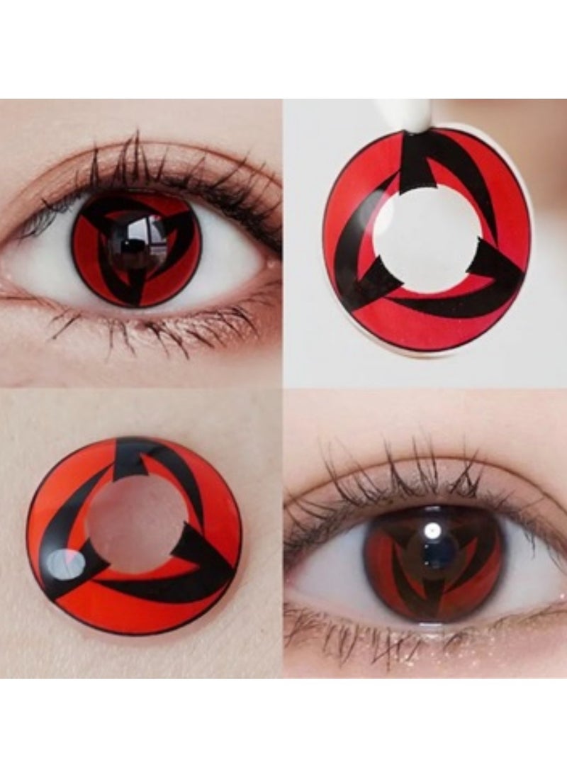 Unibling - Kakashi's Mangekyo Sharingan Naruto Yearly Colored Contact Lenses, Unisex Cosmetic Contact Lenses, Enlargement Collection, Cosplay, With Case - Image 1