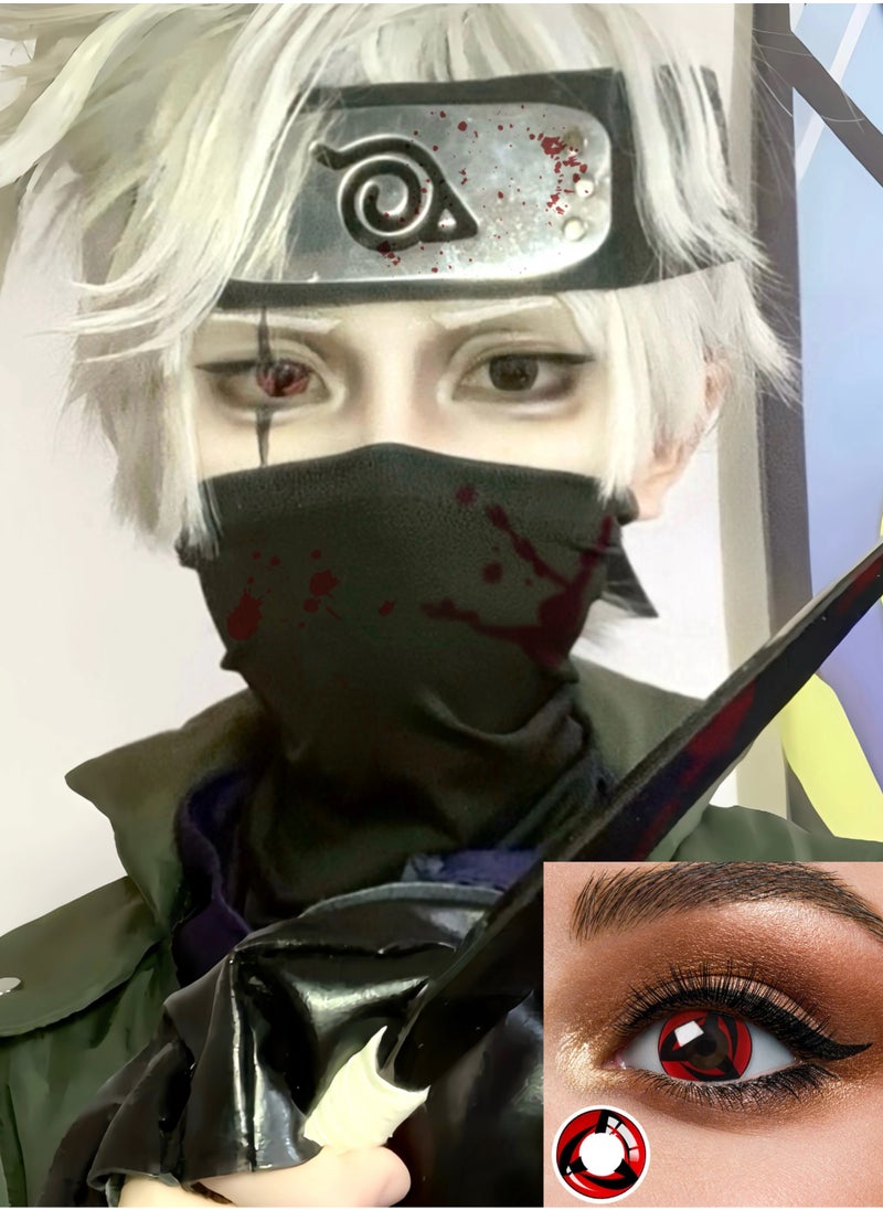 Unibling - Kakashi's Mangekyo Sharingan Naruto Yearly Colored Contact Lenses, Unisex Cosmetic Contact Lenses, Enlargement Collection, Cosplay, With Case - Image 1