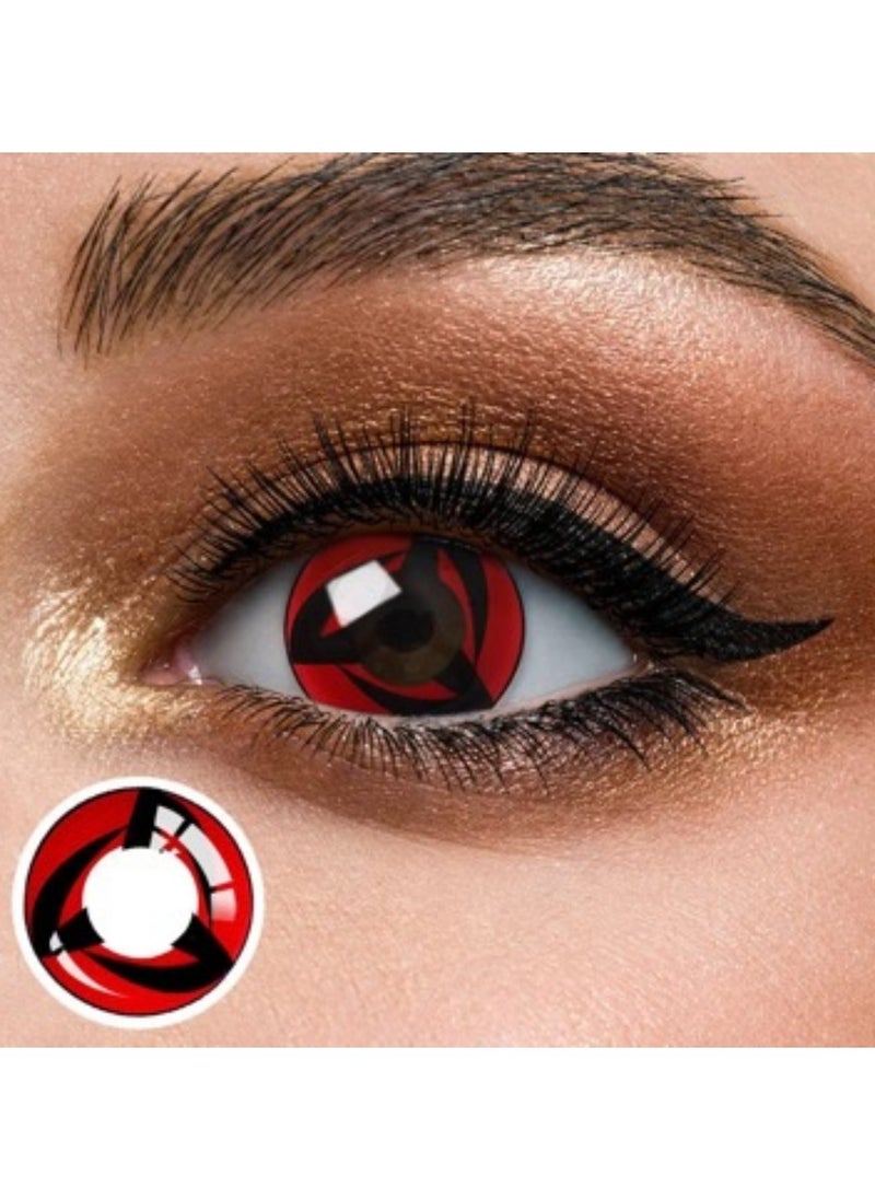 Unibling - Kakashi's Mangekyo Sharingan Naruto Yearly Colored Contact Lenses, Unisex Cosmetic Contact Lenses, Enlargement Collection, Cosplay, With Case - Image 1