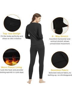 Beauenty Thermal Underwear for Women Fleece Lined Base Layer Pajama Set Cold Weather  - Image 2