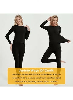 Beauenty Thermal Underwear for Women Fleece Lined Base Layer Pajama Set Cold Weather  - Image 4