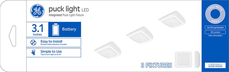 إضاءة LED من GE ضوء دائري يعمل بالبطارية أبيض بارد 31 بوصة 3 عبوات